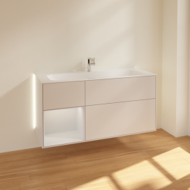 Тумба под раковину Villeroy & Boch Finion 119,6х49,8 см с подсветкой МДФ светло-серый матовый лак/глянцевый белый лак G060GFGJ