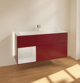 Тумба під раковину Villeroy & Boch Finion 119,6х49,8 см з підсвічуванням МДФ півонія матовий лак/глянсовий білий лак G060GFHB