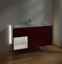 Тумба под раковину Villeroy & Boch Finion 119,6х49,8 см с подсветкой МДФ пион матовый лак/глянцевый белый лак G060GFHB