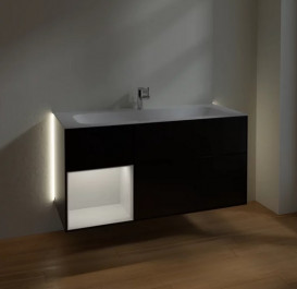 Тумба под раковину Villeroy & Boch Finion 119,6х49,8 см с подсветкой МДФ черный матовый лак/глянцевый белый лак G060GFPD
