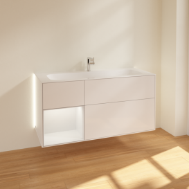 Тумба під раковину Villeroy & Boch Finion 119,6х49,8 см з підсвічуванням МДФ білий глянцевий лак/світло-сірий матовий лак G060GJGF