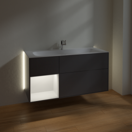 Тумба под раковину Villeroy & Boch Finion 119,6х49,8 см с подсветкой МДФ антрацит матовый/светло-серый матовый лак G060GJGK