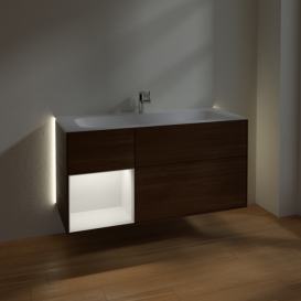 Тумба под раковину Villeroy & Boch Finion 119,6х49,8 см с подсветкой ДСП шпон грецкого ореха/светло-серый матовый лак G060GJGN