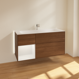 Тумба под раковину Villeroy & Boch Finion 119,6х49,8 см с подсветкой ДСП шпон грецкого ореха/светло-серый матовый лак G060GJGN