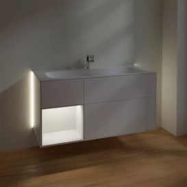 Тумба под раковину Villeroy & Boch Finion 119,6х49,8 см с подсветкой МДФ белый матовый лак/светло-серый матовый лак G060GJMT