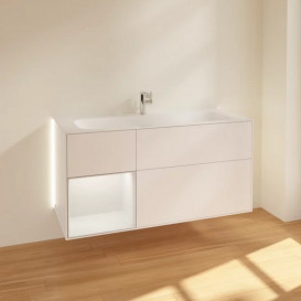 Тумба под раковину Villeroy & Boch Finion 119,6х49,8 см с подсветкой МДФ белый матовый лак/светло-серый матовый лак G060GJMT