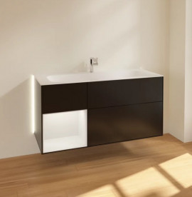 Тумба під раковину Villeroy & Boch Finion 119,6х49,8 см із підсвічуванням МДФ чорний матовий лак/світло-сірий матовий лак G060GJPD