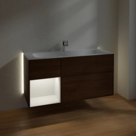 Тумба під раковину Villeroy & Boch Finion 119,6х49,8 см з підсвічуванням ДСП шпон волоського горіха/антрацит матовий лак G060GKGN