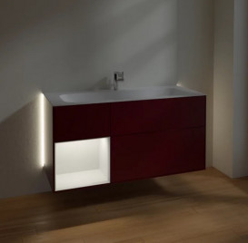 Тумба под раковину Villeroy & Boch Finion 119,6х49,8 см с подсветкой МДФ пион матовый лак/антрацит матовый лак G060GKHB