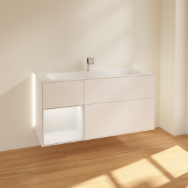 Тумба под раковину Villeroy & Boch Finion 119,6х49,8 см с подсветкой МДФ белый матовый лак/антрацит матовый лак G060GKMT