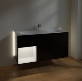 Тумба под раковину Villeroy & Boch Finion 119,6х49,8 см с подсветкой МДФ черный матовый лак/антрацит матовый лак G060GKPD