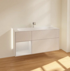 Тумба под раковину Villeroy & Boch Finion 119,6х49,8 см с подсветкой МДФ светло-серый матовый лак/белый матовый лак G060MTGJ