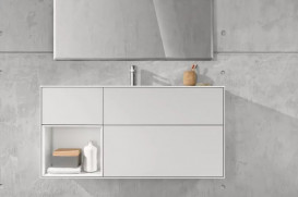 Тумба под раковину Villeroy & Boch Finion 119,6х49,8 см с подсветкой МДФ светло-серый матовый лак/белый матовый лак G060MTGJ