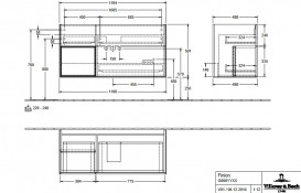 Тумба под раковину Villeroy & Boch Finion 119,6х49,8 см с подсветкой МДФ антрацит матовый лак/белый матовый лак G060MTGK