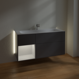 Тумба под раковину Villeroy & Boch Finion 119,6х49,8 см с подсветкой МДФ антрацит матовый лак/белый матовый лак G060MTGK