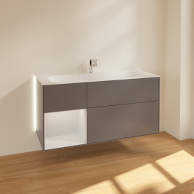 Тумба под раковину Villeroy & Boch Finion 119,6х49,8 см с подсветкой МДФ антрацит матовый лак/белый матовый лак G060MTGK