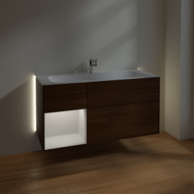 Тумба під раковину Villeroy & Boch Finion 119,6х49,8 см з підсвічуванням ДСП шпон волоського горіха/білий матовий лак G060MTGN
