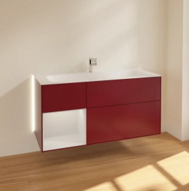 Тумба под раковину Villeroy & Boch Finion 119,6х49,8 см с подсветкой МДФ пион матовый лак/белый матовый лак G060MTHB