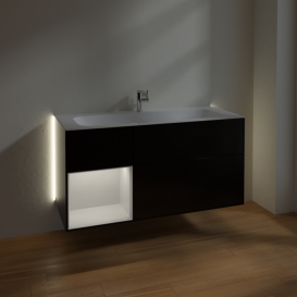 Тумба под раковину Villeroy & Boch Finion 119,6х49,8 см с подсветкой МДФ черный матовый лак/белый матовый лак G060MTPD