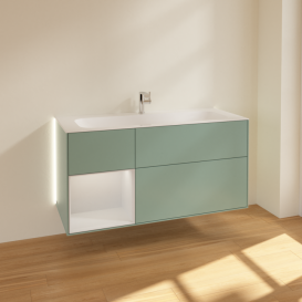Тумба под раковину Villeroy & Boch Finion 119,6х49,8 см с подсветкой МДФ оливковый матовый лак/глянцевый белый лак G060GFGM