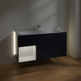 Тумба под раковину Villeroy & Boch Finion 119,6х49,8 см с подсветкой МДФ темно-синий матовый лак/глянцевый белый лак G060GFHG