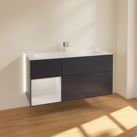 Тумба под раковину Villeroy & Boch Finion 119,6х49,8 см с подсветкой МДФ темно-синий матовый лак/глянцевый белый лак G060GFHG