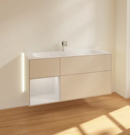 Тумба под раковину Villeroy & Boch Finion 119,6х49,8 см с подсветкой МДФ песок матовый лак/глянцевый белый лак G060GFHH