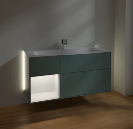 Тумба под раковину Villeroy & Boch Finion 119,6х49,8 см с подсветкой МДФ оливковый матовый лак/светло-серый матовый лак G060GJGM