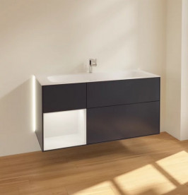 Тумба под раковину Villeroy & Boch Finion 119,6х49,8 см с подсветкой МДФ темно-синий матовый лак/светло-серый матовый лак G060GJHG