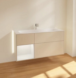 Тумба под раковину Villeroy & Boch Finion 119,6х49,8 см с подсветкой МДФ песок матовый лак/светло-серый матовый лак G060GJHH