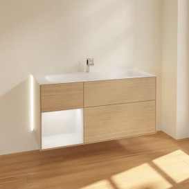Тумба под раковину Villeroy & Boch Finion 119,6х49,8 см с подсветкой ДСП шпон дуба/светло-серый матовый лак G060GJPC