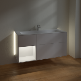 Тумба под раковину Villeroy & Boch Finion 119,6х49,8 см с подсветкой МДФ светло-серый матовый лак/песок матовый лак G060HHGJ