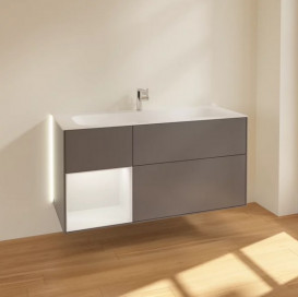 Тумба под раковину Villeroy & Boch Finion 119,6х49,8 см с подсветкой МДФ антрацит матовый лак/песок матовый лак G060HHGK