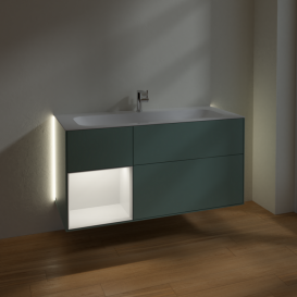 Тумба под раковину Villeroy & Boch Finion 119,6х49,8 см с подсветкой МДФ оливковый матовый лак/песок матовый лак G060HHGM