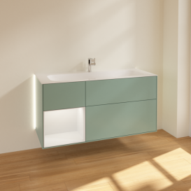 Тумба под раковину Villeroy & Boch Finion 119,6х49,8 см с подсветкой МДФ оливковый матовый лак/песок матовый лак G060HHGM