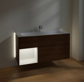 Тумба под раковину Villeroy & Boch Finion 119,6х49,8 см с подсветкой ДСП шпон грецкого ореха/песок матовый лак G060HHGN