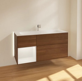 Тумба под раковину Villeroy & Boch Finion 119,6х49,8 см с подсветкой ДСП шпон грецкого ореха/песок матовый лак G060HHGN