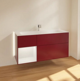 Тумба под раковину Villeroy & Boch Finion 119,6х49,8 см с подсветкой МДФ пион матовый лак/песок матовый лак G060HHHB