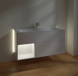 Тумба под раковину Villeroy & Boch Finion 119,6х49,8 см с подсветкой МДФ белый матовый лак/песок матовый лак G060HHMT