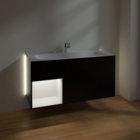 Тумба под раковину Villeroy & Boch Finion 119,6х49,8 см с подсветкой МДФ черный матовый лак/песок матовый лак G060HHPD