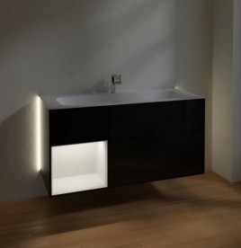 Тумба под раковину Villeroy & Boch Finion 119,6х49,8 см с подсветкой МДФ глянцевый черный лак/песок матовый лак G060HHPH