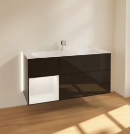 Тумба под раковину Villeroy & Boch Finion 119,6х49,8 см с подсветкой МДФ глянцевый черный лак/песок матовый лак G060HHPH