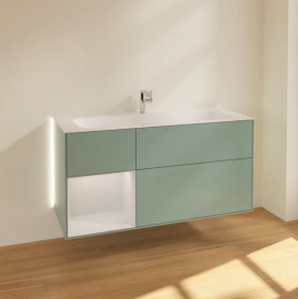 Тумба под раковину Villeroy & Boch Finion 119,6х49,8 см с подсветкой МДФ оливковый матовый лак/белый матовый лак G060MTGM