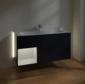 Тумба под раковину Villeroy & Boch Finion 119,6х49,8 см с подсветкой МДФ темно-синий матовый лак/белый матовый лак G060MTHG