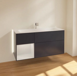 Тумба под раковину Villeroy & Boch Finion 119,6х49,8 см с подсветкой МДФ темно-синий матовый лак/белый матовый лак G060MTHG