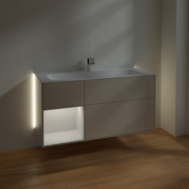 Тумба под раковину Villeroy & Boch Finion 119,6х49,8 см с подсветкой МДФ песок матовый лак/белый матовый лак G060MTHH