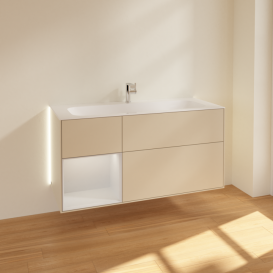 Тумба под раковину Villeroy & Boch Finion 119,6х49,8 см с подсветкой МДФ песок матовый лак/белый матовый лак G060MTHH