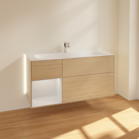 Тумба под раковину Villeroy & Boch Finion 119,6х49,8 см с подсветкой ДСП шпон дуба/белый матовый лак G060MTPC