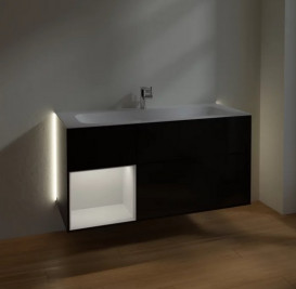 Тумба под раковину Villeroy & Boch Finion 119,6х49,8 см с подсветкой МДФ глянцевый черный лак/белый матовый лак G060MTPH