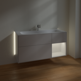 Тумба под раковину Villeroy & Boch Finion 119,6х49,8 см с подсветкой МДФ светло-серый матовый лак/глянцевый белый лак G070GFGJ
